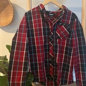 Tony Hawk Red and Black Plaid Men's Shirt XL